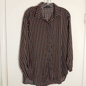 Banana Republic light weight geometric print long sleeve blouse  S